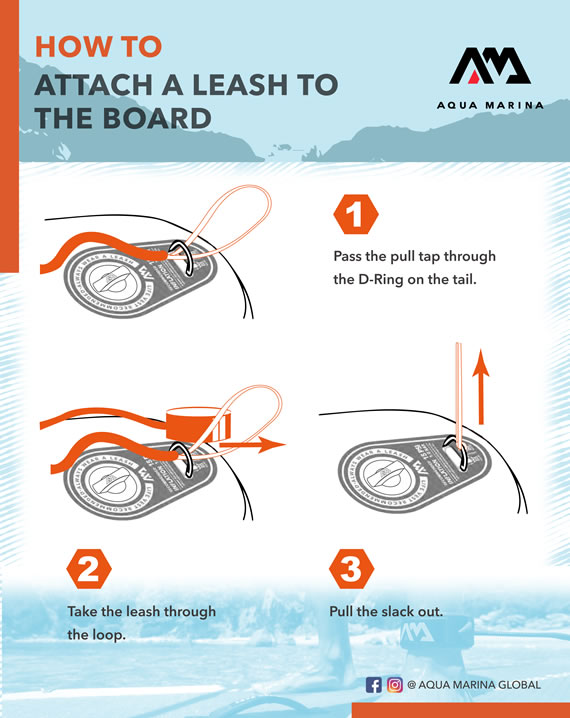 How to attach a leash to the board